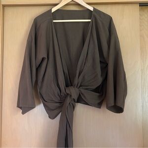 Miranda Bennett Studio Signature Wrap Top in Brown - size O/S